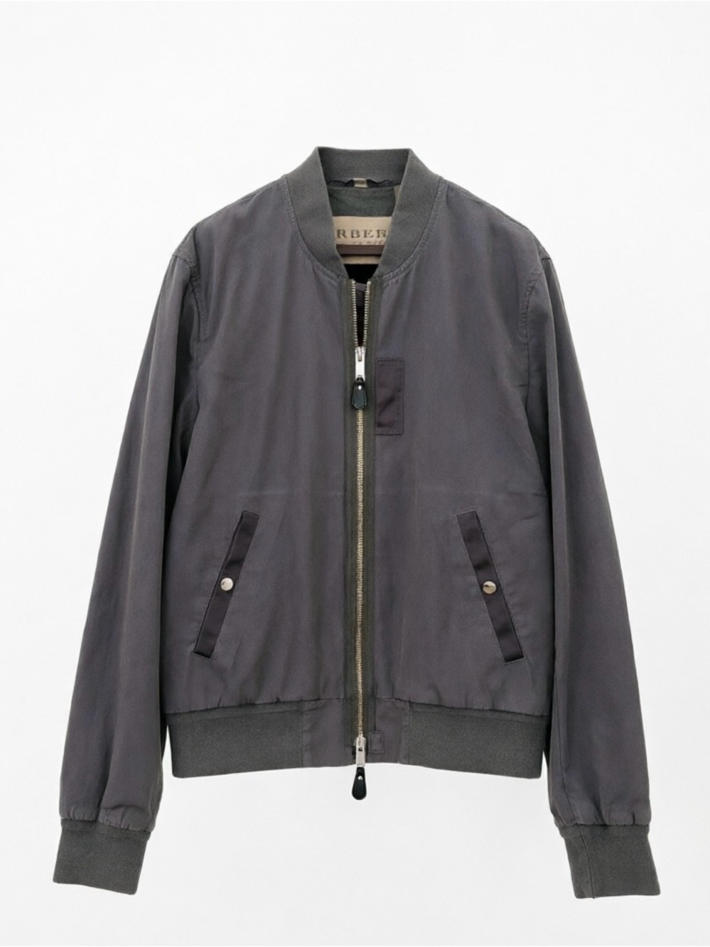 Burberry Black Bomber Jacket with Zip Front